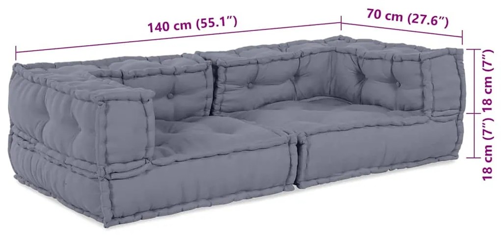 Puff Modular Cinzento 140x70x36