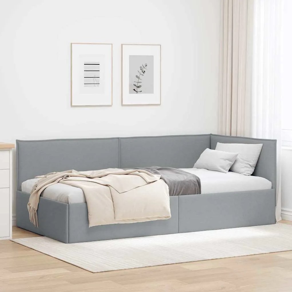 vidaXL Estrutura de Cama de Canto Cinzento-claro 80 x 200 cm Veludo