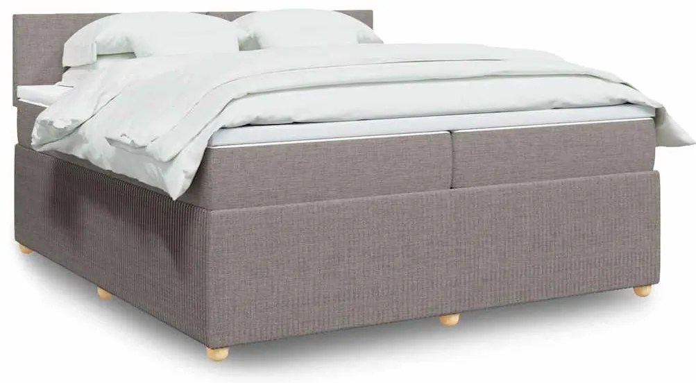 vidaXL Cama com molas/colchão 200x200 cm tecido castanho-acinzentado