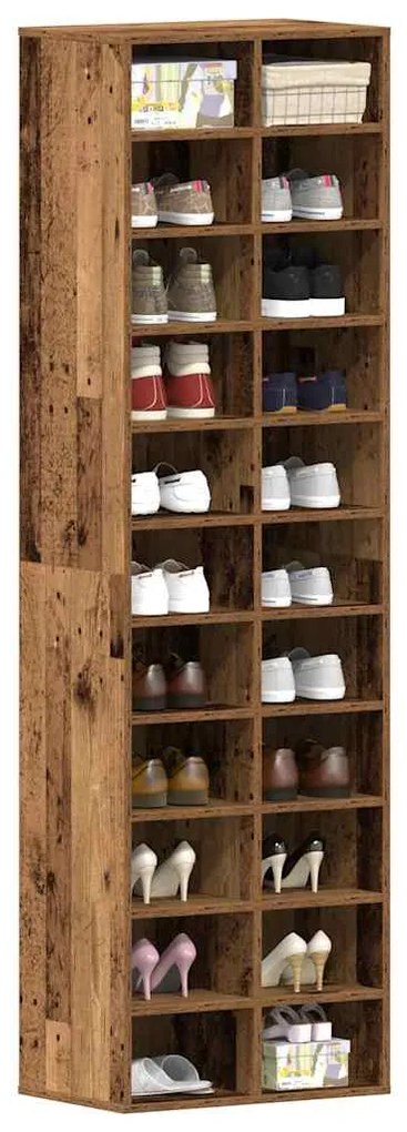 vidaXL Armário para sapatos 54x34x183 cm contraplacado madeira velha