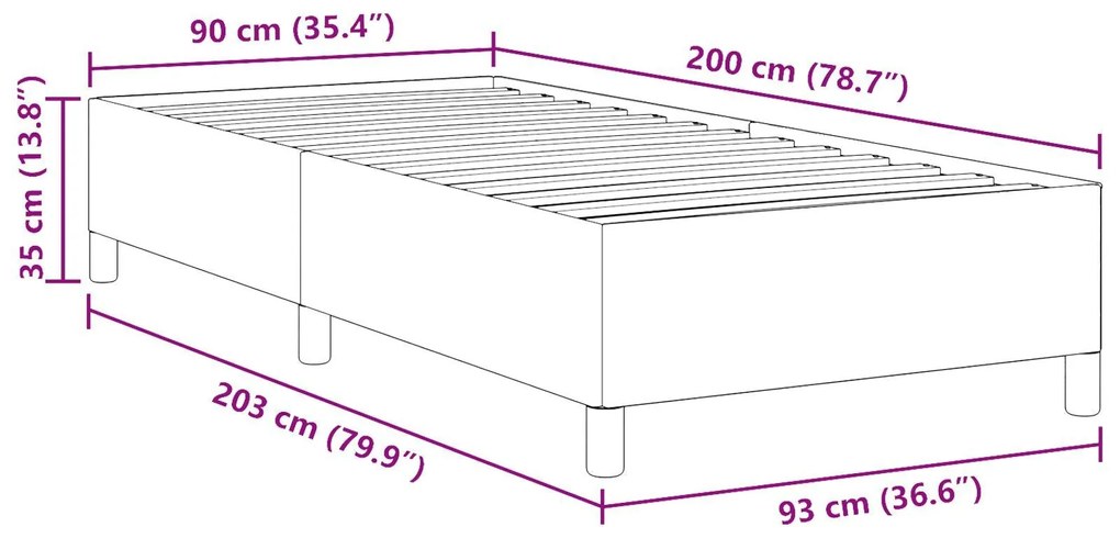 Estrutura de Cama Verde Claro Cinza 90x200 cm Tecido de Veludo Canelad