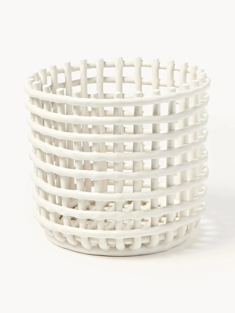 Cesto de arrumação em cerâmica artesanal Nalan, Alt 21 cm