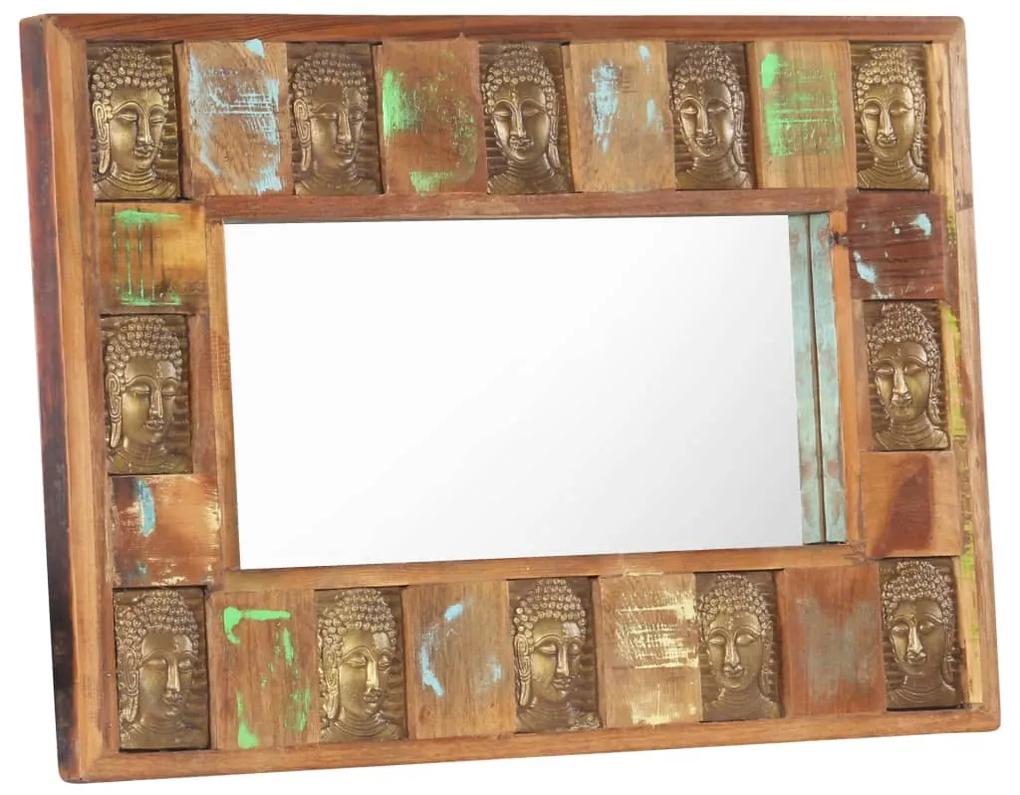 321814 vidaXL Espelho com budas 80x50 cm madeira recuperada maciça