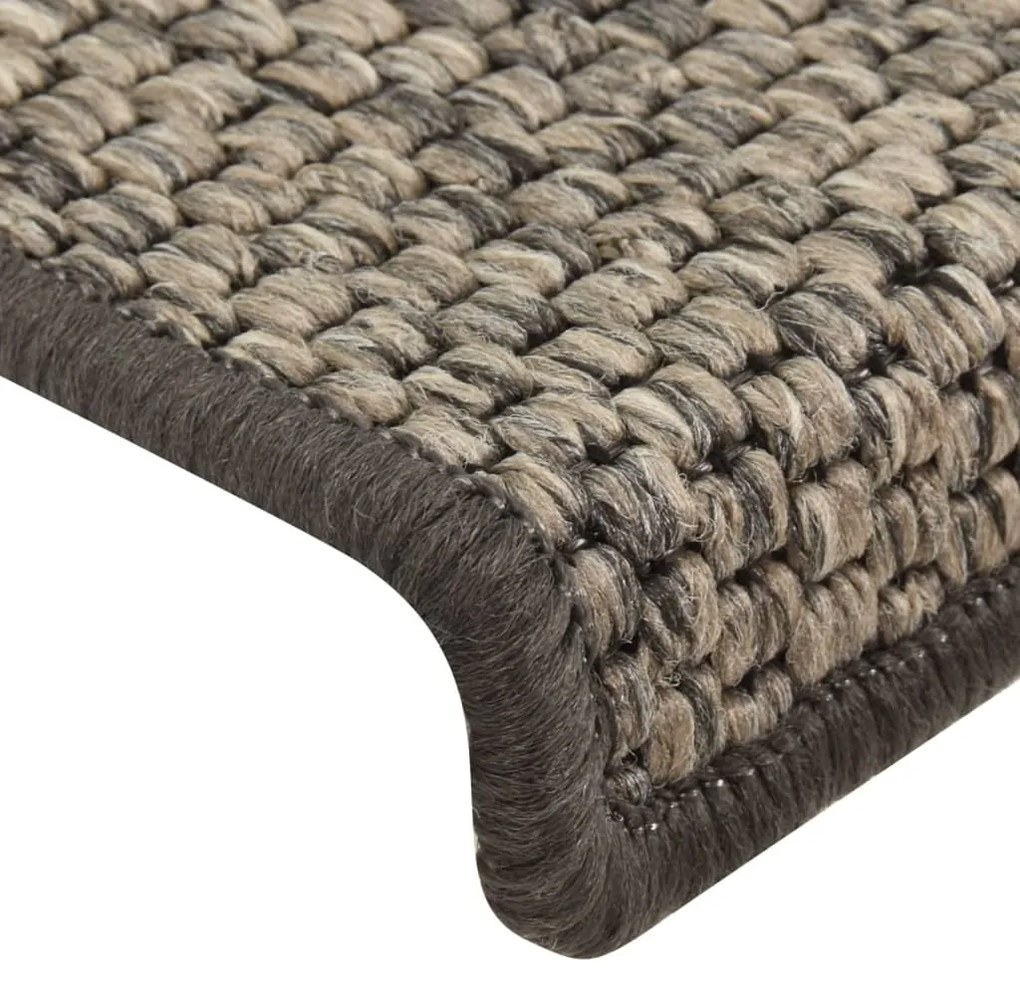 Tapetes de escada adesivos 15 pcs 65x21x4 cm cinzento e bege
