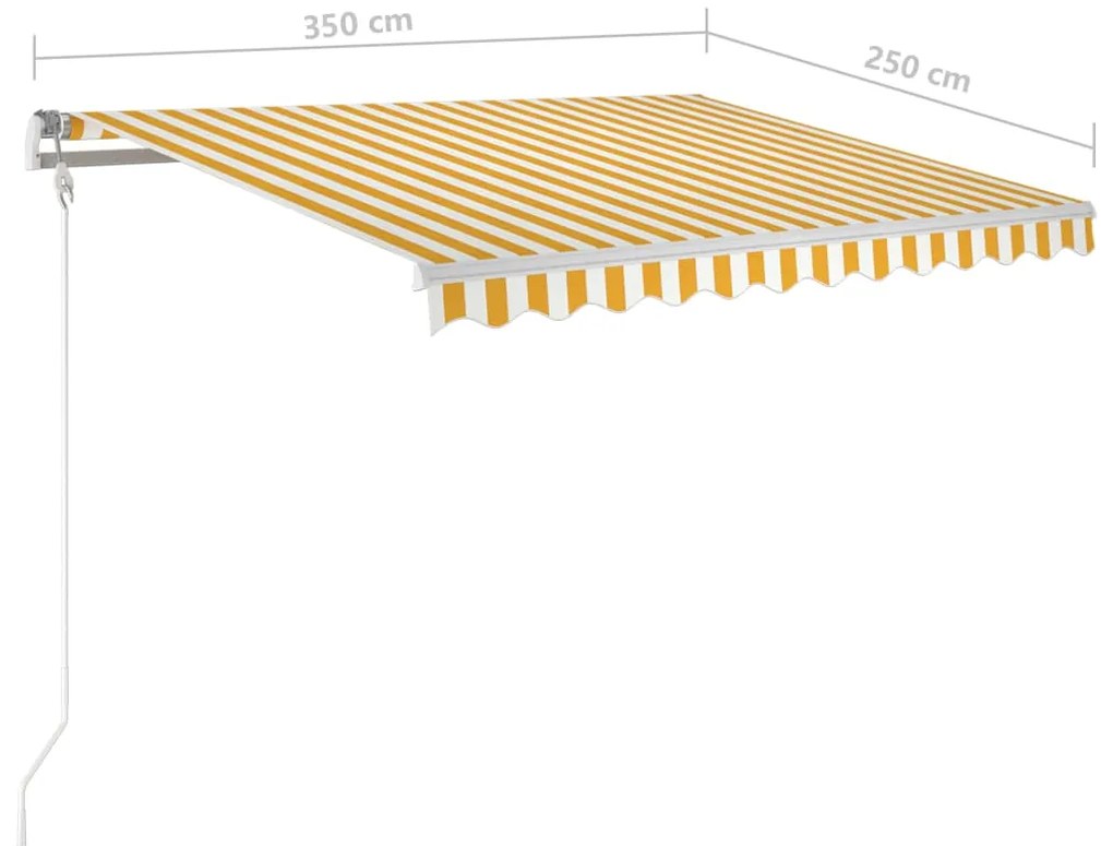 Toldo retrátil manual 350x250 cm amarelo e branco