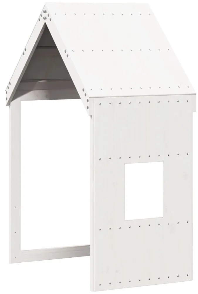 Cama alta c/ escada e telhado 80x200 cm pinho maciço branco