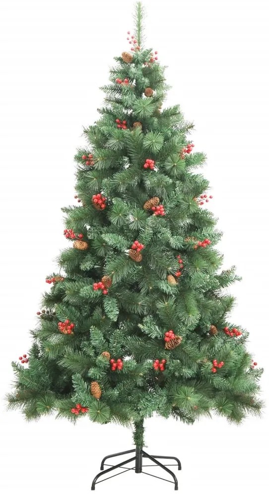 Árvore de Natal artificial articulada c/ pinhas e bagas 210 cm