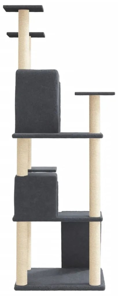 Árvore p/ gatos c/ postes arranhadores sisal 153cm cinza-escuro