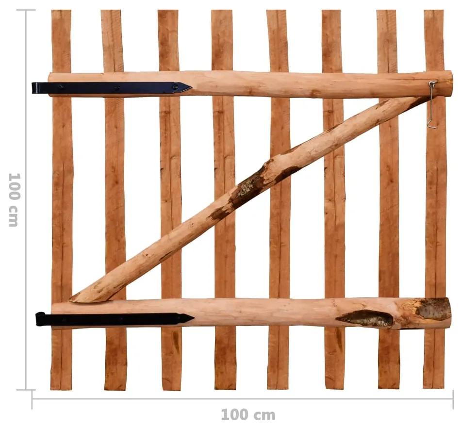 Portão para cerca 1 pc 100x100cm madeira de aveleira impregnada