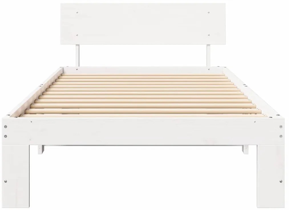 Estrado de Cama com Cabeceira Branco 80x200 cm Madeira de Pinho Maciça