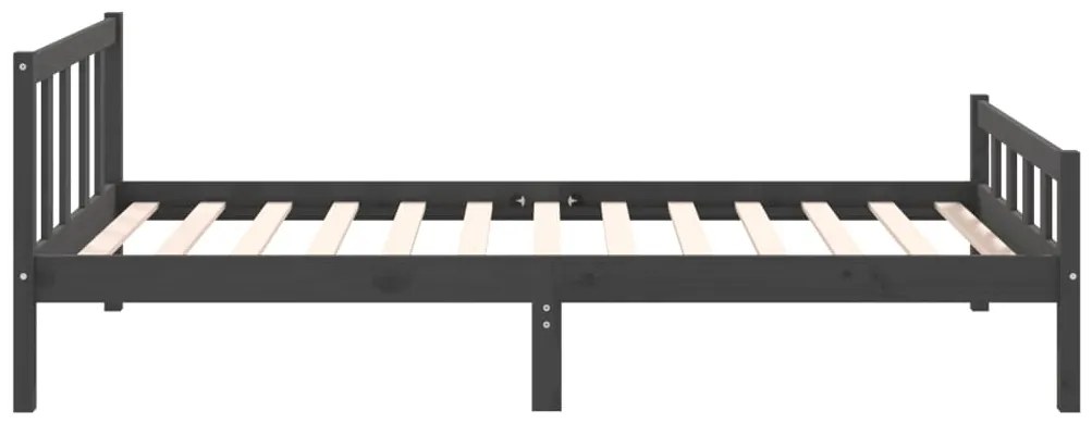 Estrutura de cama 100x200 cm madeira maciça cinzento