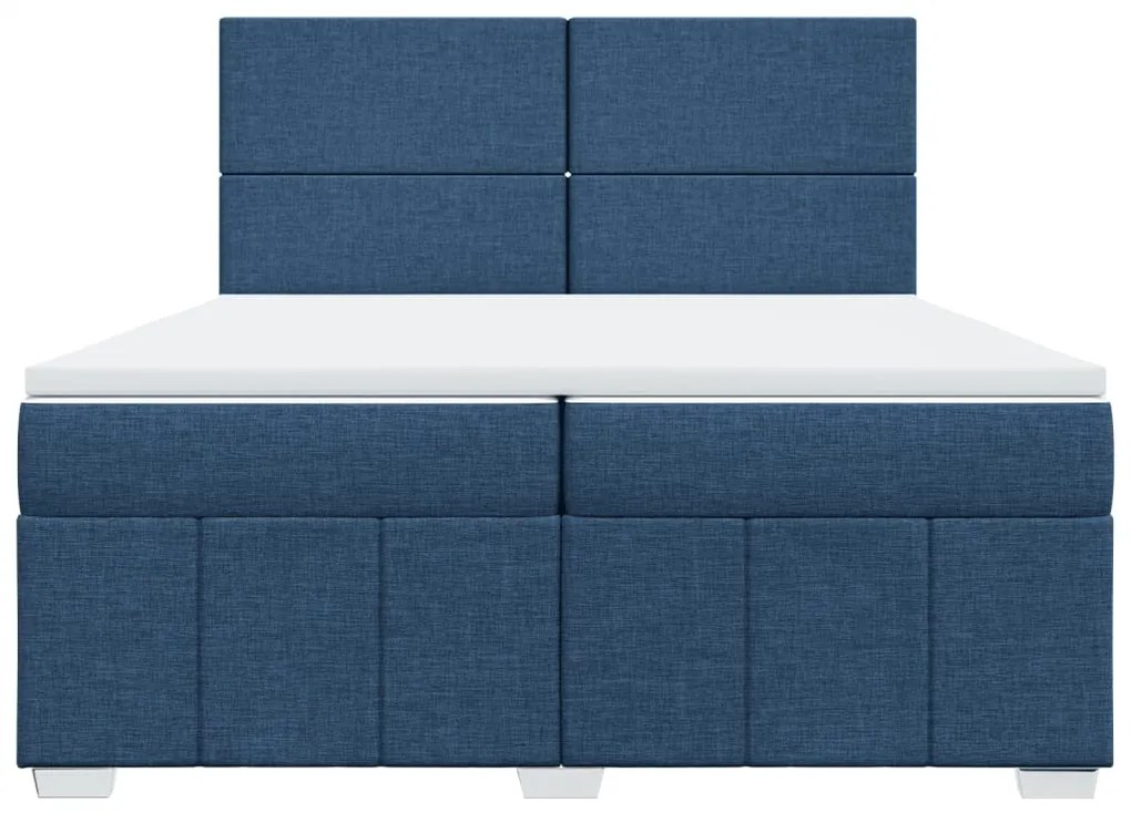 Cama com molas/colchão 200x200 cm tecido azul