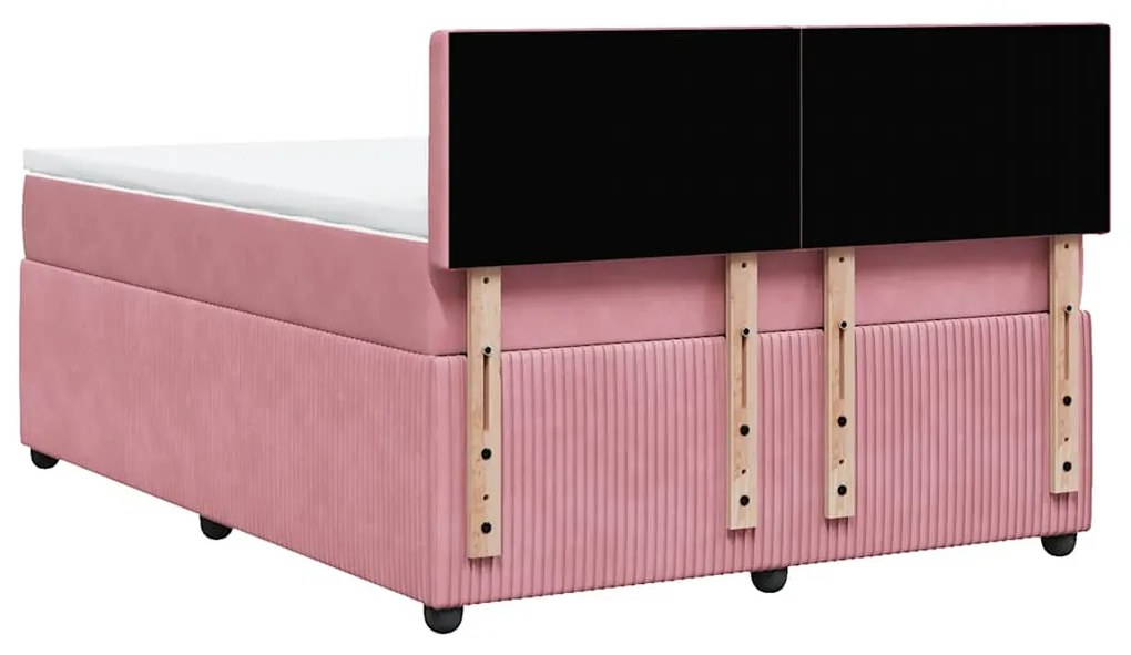 Cama com molas/colchão 160x200 cm veludo rosa