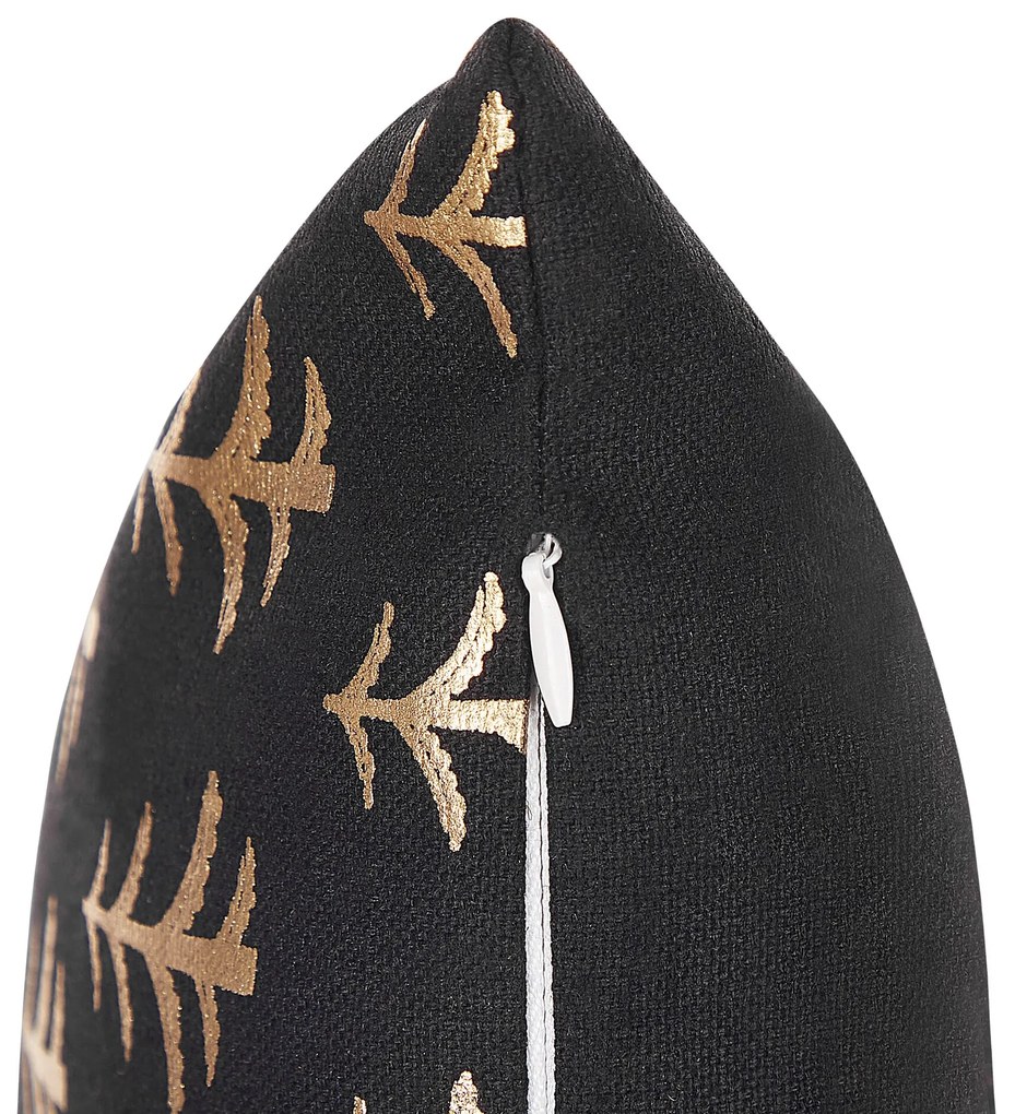 Conjunto de 2 almofadas decorativas em preto e dourado 45 x 45 cm LEROY Beliani