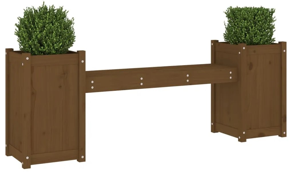 Banco c/ vasos 180x36x63cm madeira de pinho maciça castanho-mel