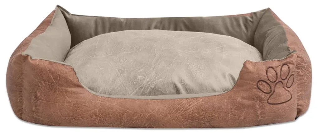 Cama para cães com almofada couro artificial PU tamanho XL bege