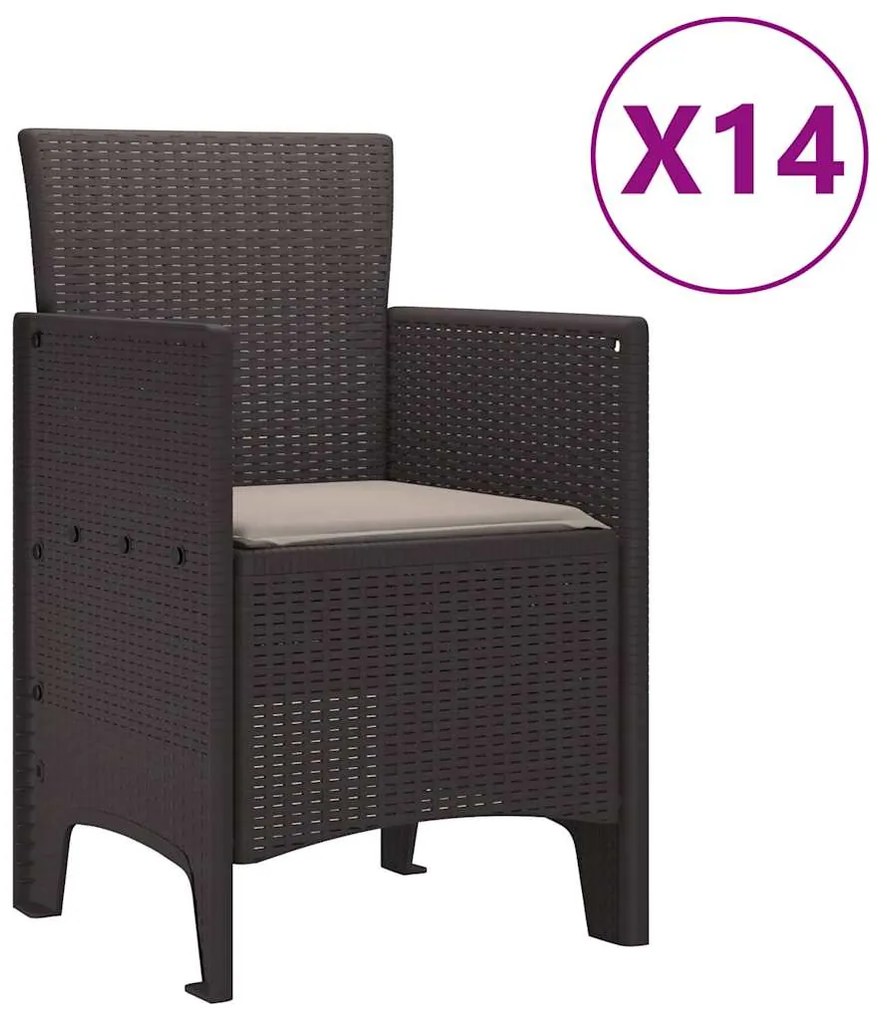 Conjunto de Jantar de Jardim 15 pcs Castanho Para 14 Pessoas