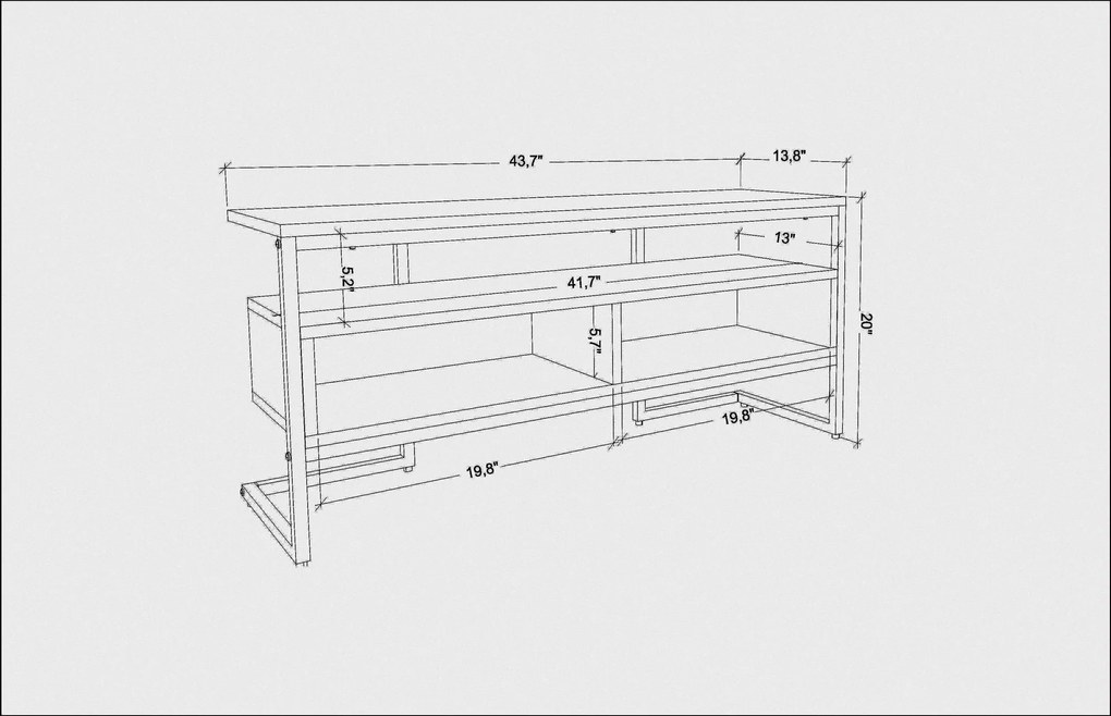 Suporte de TV Merrion – Branco e Dourado – 110 cm x 35 cm x 49,9 cm
