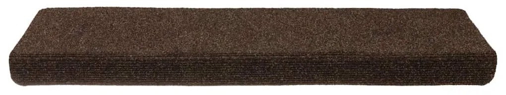 Tapetes de escada autoadesivos 30 pcs 65x21x4 cm castanho