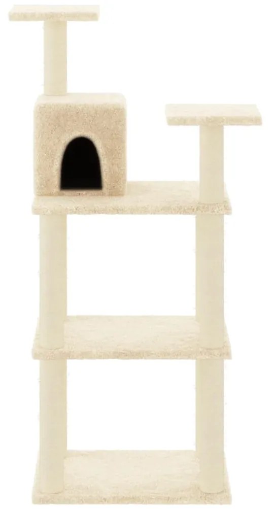 Árvore para gatos c/ postes arranhadores sisal 118,5 cm creme