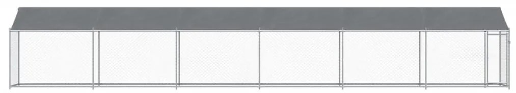 Jaula para cão com telhado/porta 12x2x2m aço galvanizado cinza