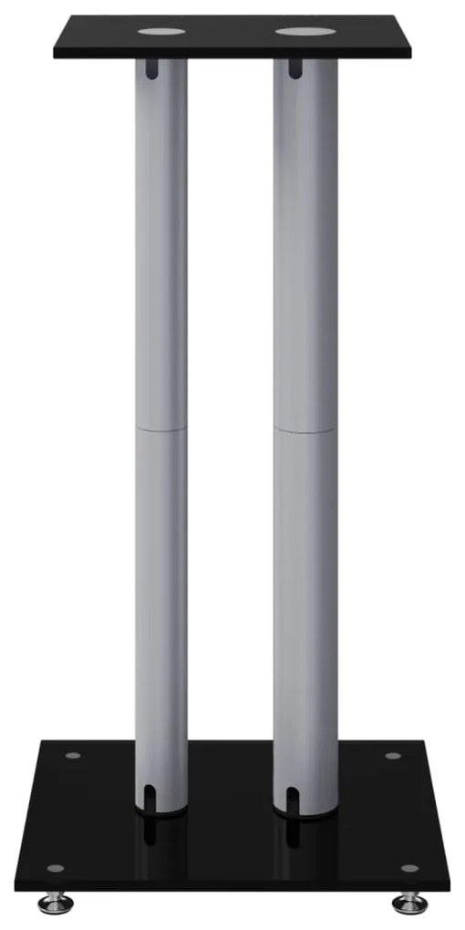 Suportes colunas 2 pcs vidro temperado 2 pilares preto/prateado