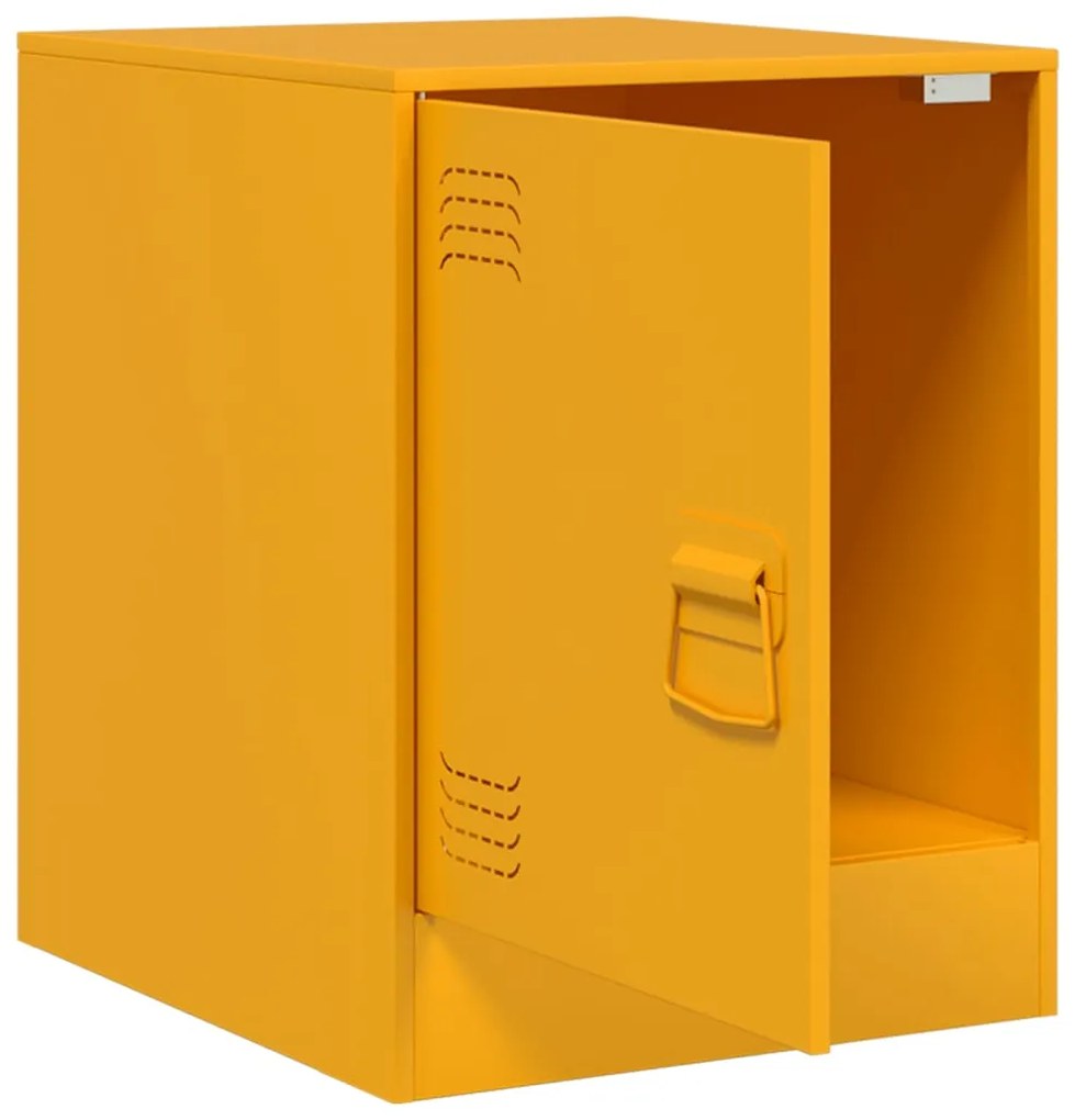 Mesas de cabeceira 2 pcs 34,5x39x44 cm aço amarelo mostarda