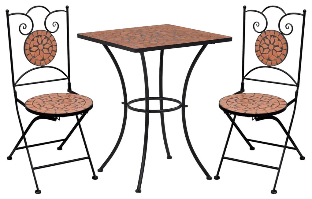 3 pcs conjunto bistro em mosaico azulejos de cerâmica terracota
