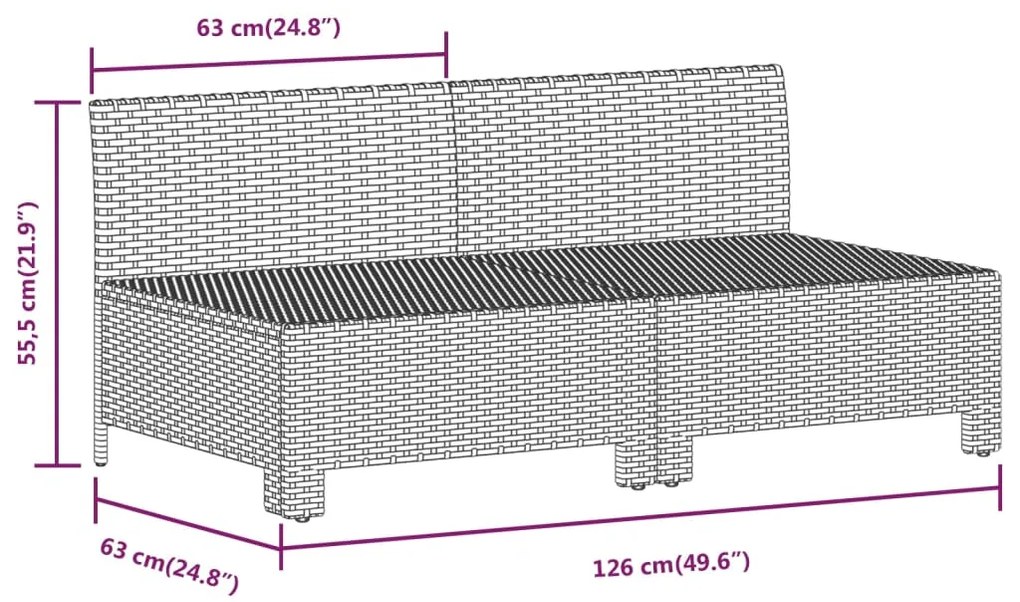 6 pcs conjunto lounge de jardim c/ almofadões vime PE cinzento