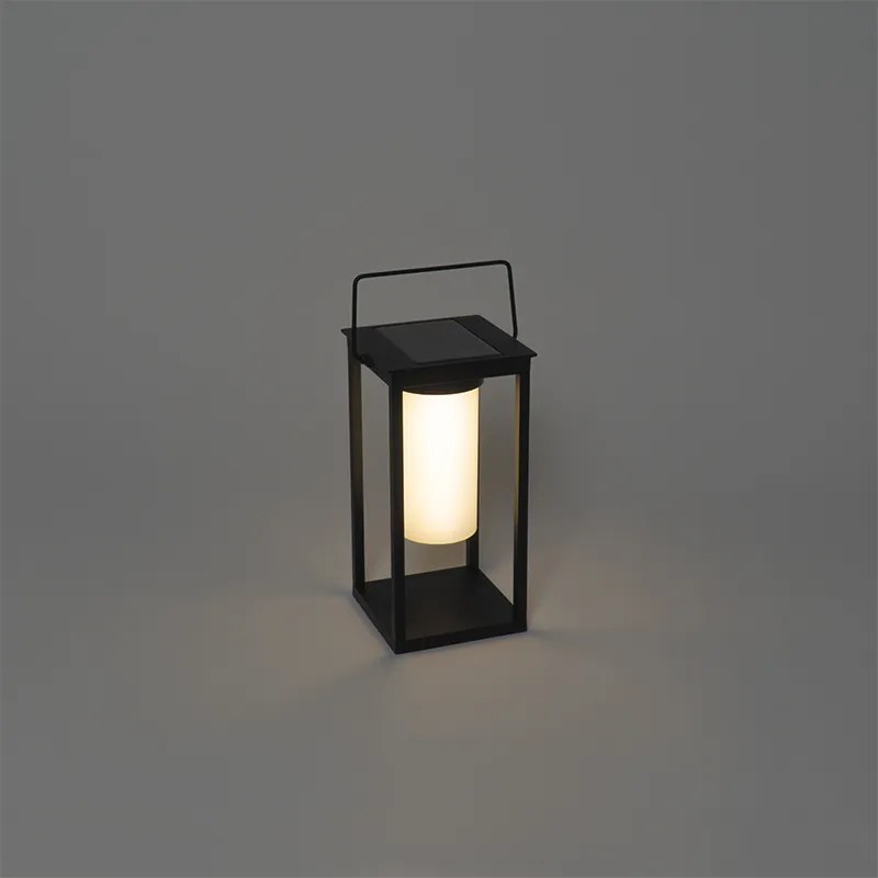 Candeeiro de exterior moderno preto com LED e dimmer solar - Denlu