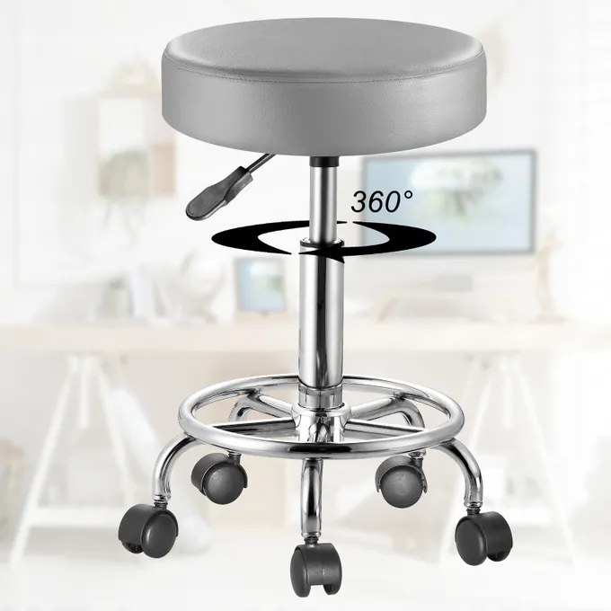 Banco trabalho regulável com rodas 360 cinzento