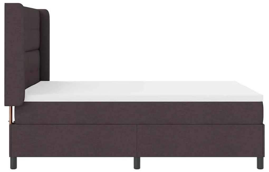 Cama Box com Colchão Marrom Escuro 160x200 cm em Tecido