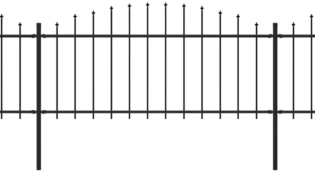 Cerca de jardim com topo em lanças (0,5-0,75)x8,5 m aço preto