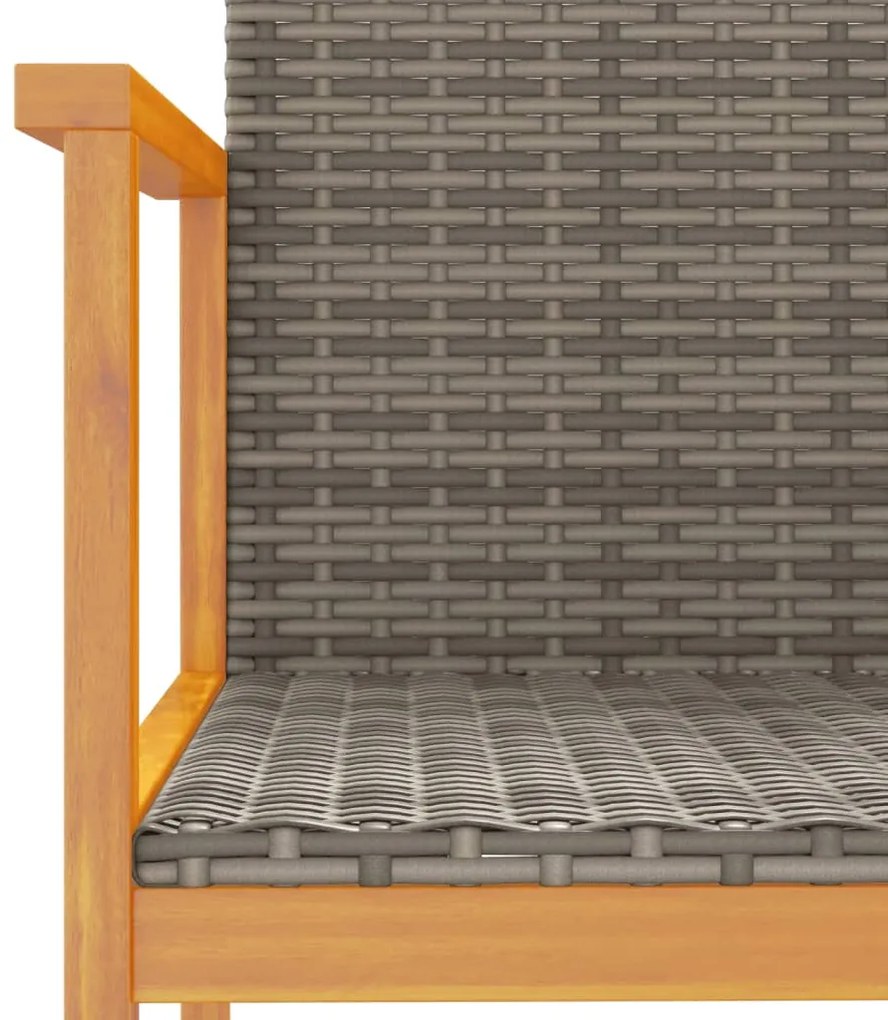 Cadeiras de jardim 2 pcs vime PE/madeira maciça cinzento