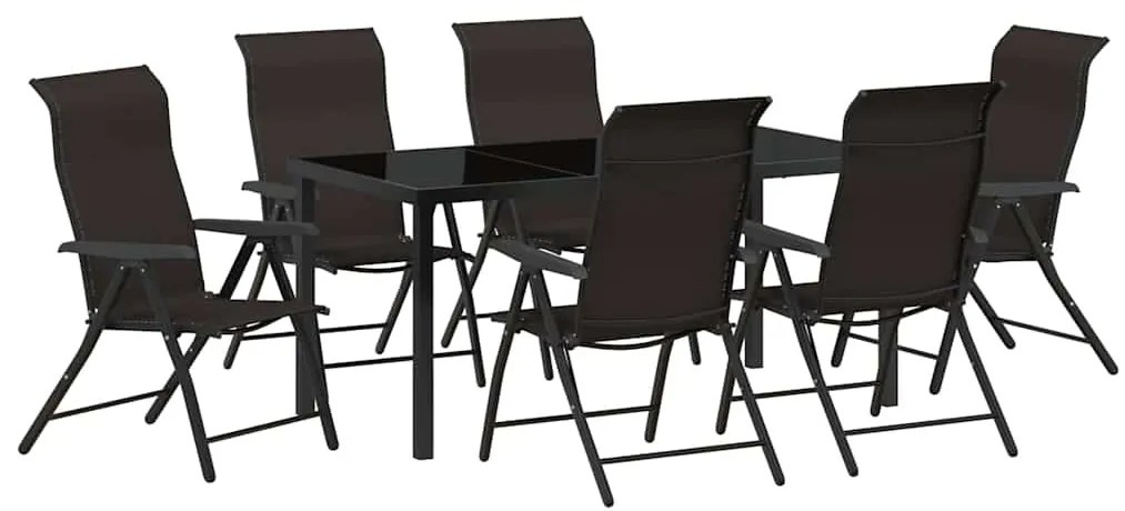 Conjunto de Jantar de Jardim 7 Peças em Rattan Poli Preto