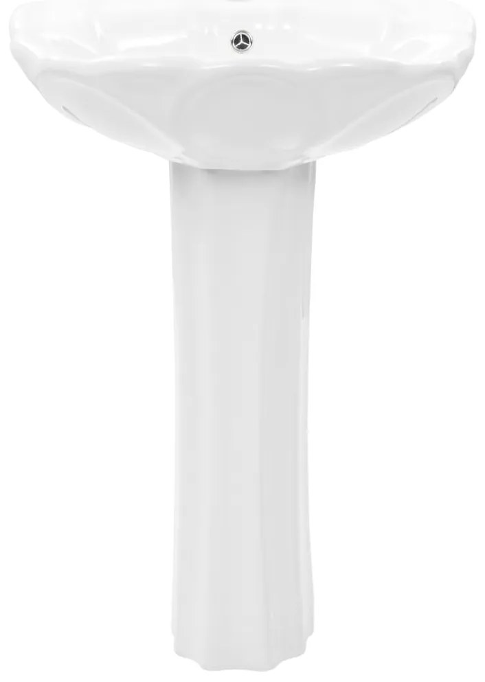 Lavatório com coluna cerâmica branco 580x510x200 mm