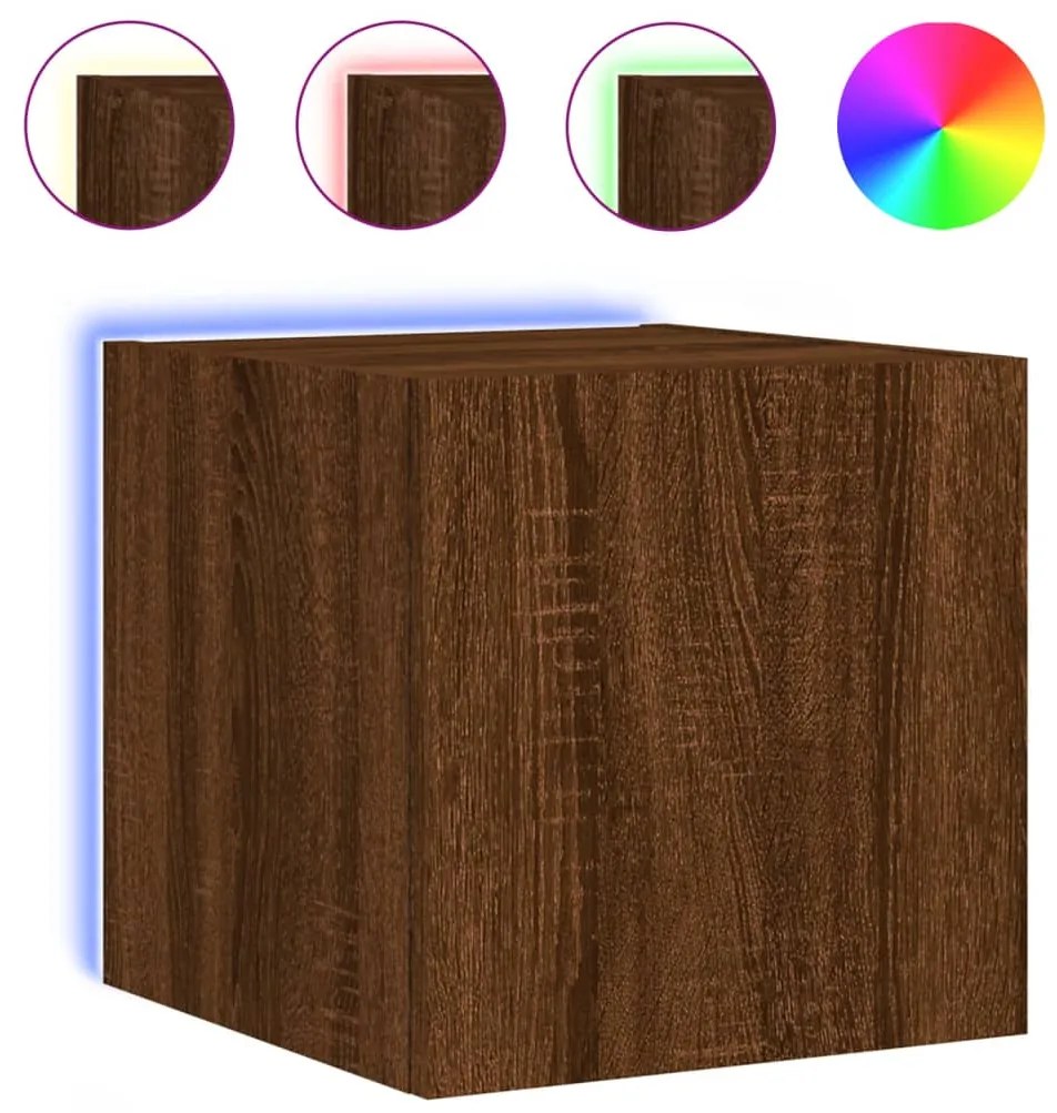 Móveis de parede para TV com luzes LED 2 pcs carvalho castanho