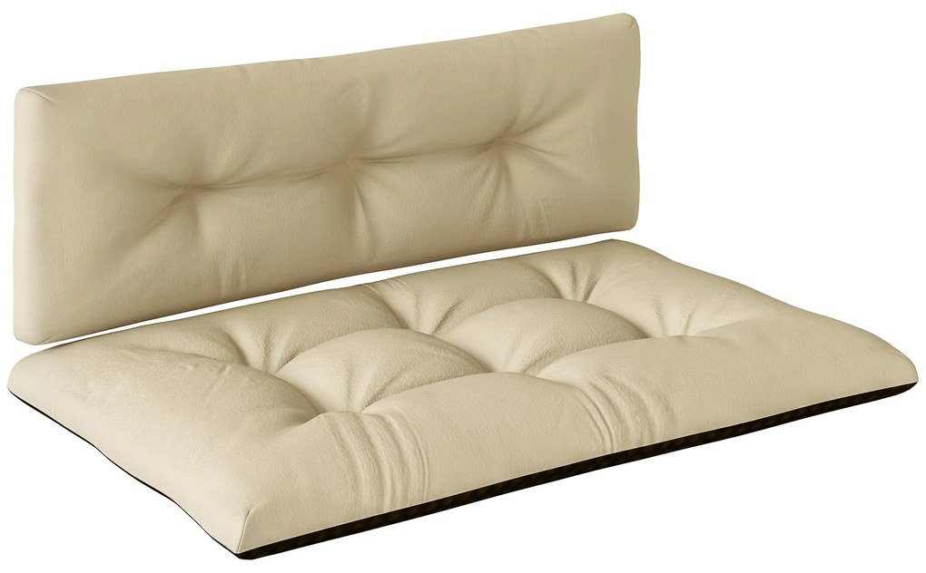 Outsunny Conjunto de 2 Almofadas para Paletes com Tecido Resistente Impermeável Anti-UV Assento 120x77 cm Encosto 120x40 cm Bege