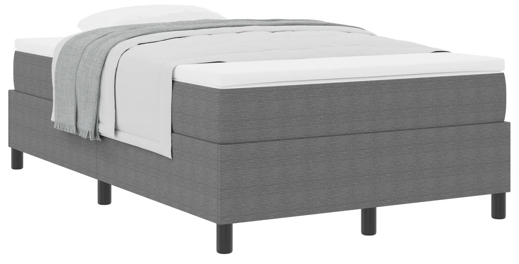 Cama Box Spring com Colchão Cinza Claro - 120 x 200 cm em tecido cordu