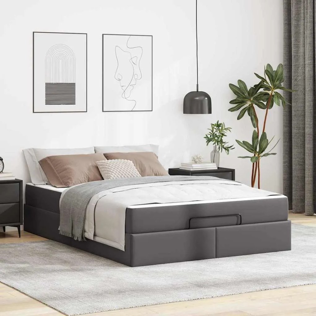 vidaXL Estrutura de cama com colchão Outros Cinzeto 160 x 200 cm