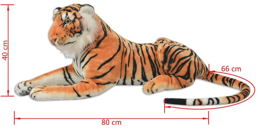 Tigre de peluche, castanho, XXL