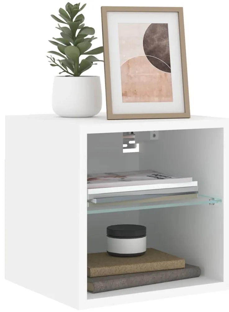 Móveis de parede p/ TV com luzes LED 2 pcs 30x28,5x30 cm branco