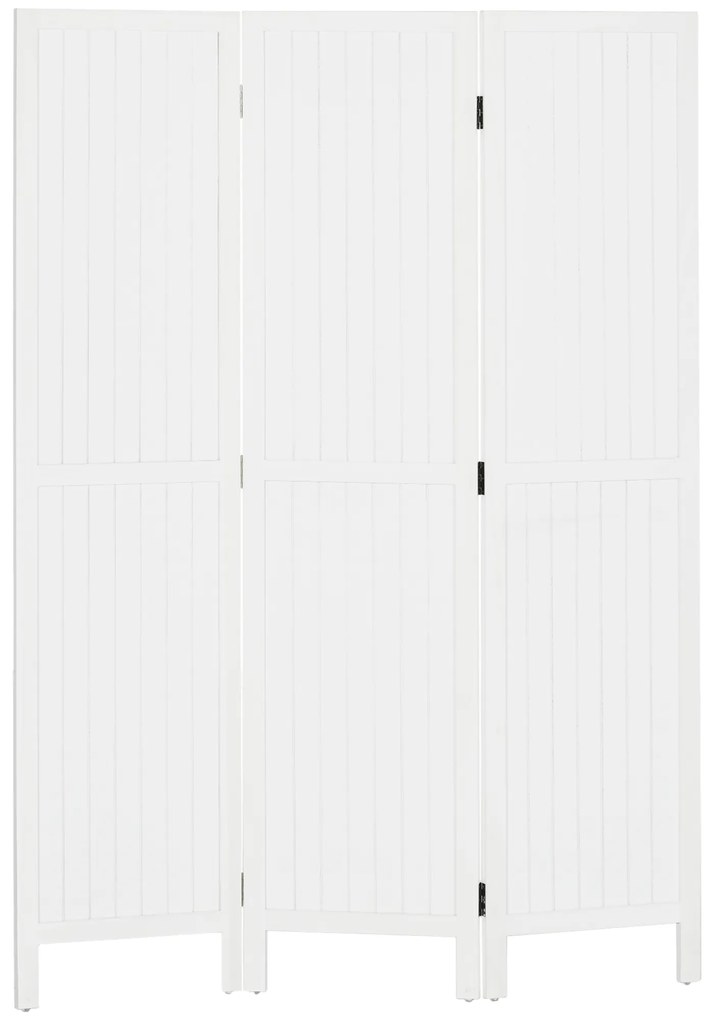 HOMCOM Biombo 3 Painéis Separador de Ambientes Dobrável 120x1,8x170 cm Painel de Privacidade Estilo Rústico Branco