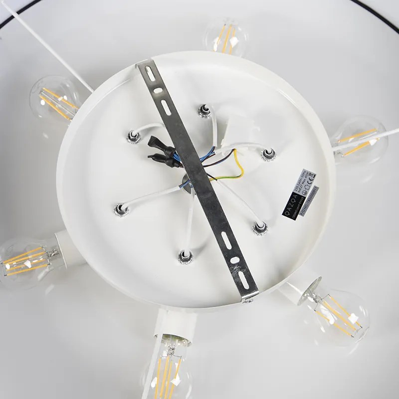 Candeeiro de teto rústico preto 70 cm - Drum