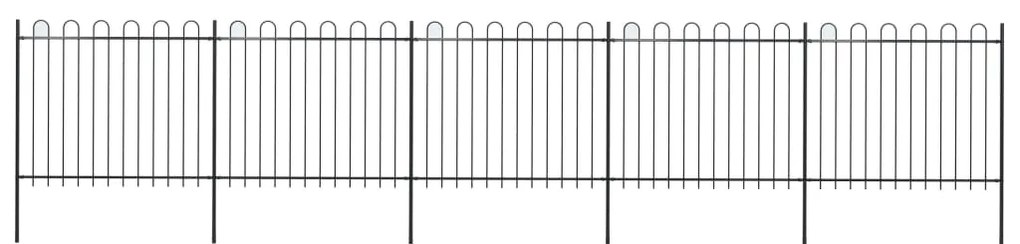 Cerca de jardim com topo em aros 8,5x1,5 m aço preto
