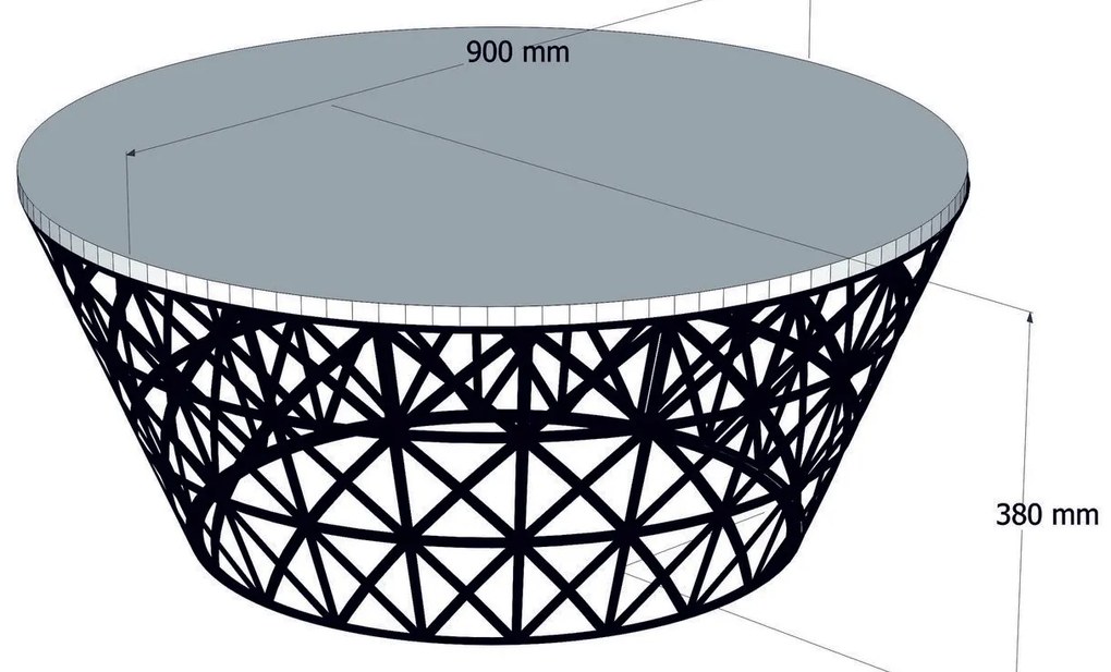 Mesa de Centro Stil Metal Ferforje – Nogueira/Preto – 90x90x38 cm