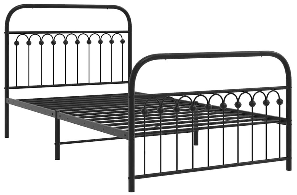 Estrutura de cama com cabeceira e pés 107x203 cm metal preto