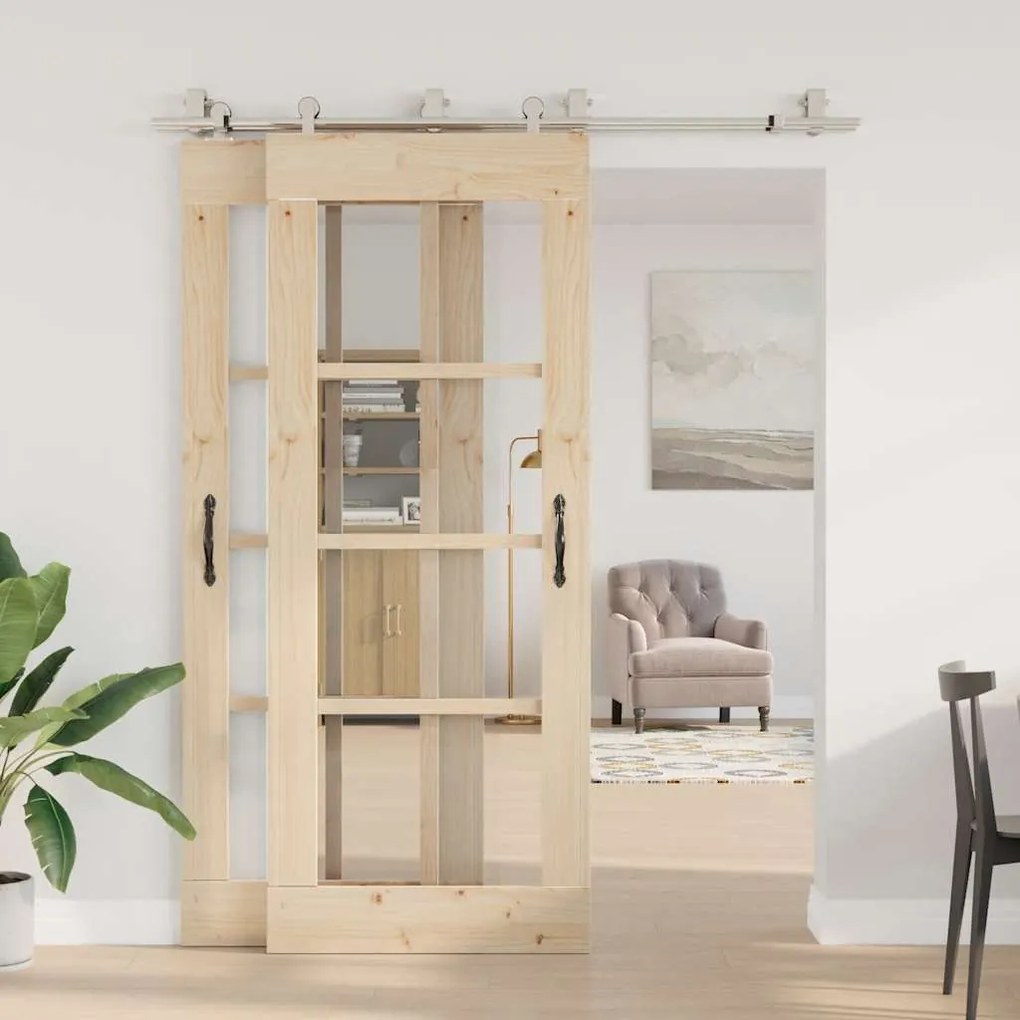 Kit ferragens p/ porta deslizante 183cm aço inoxidável prateado