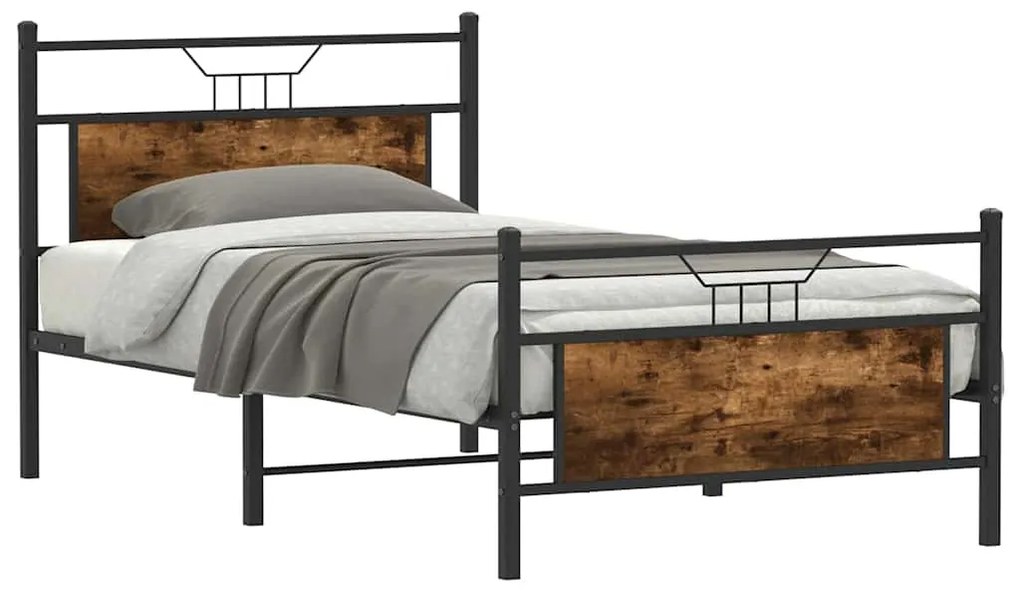 Estrutura cama s/ colchão derivados de madeira carvalho fumado