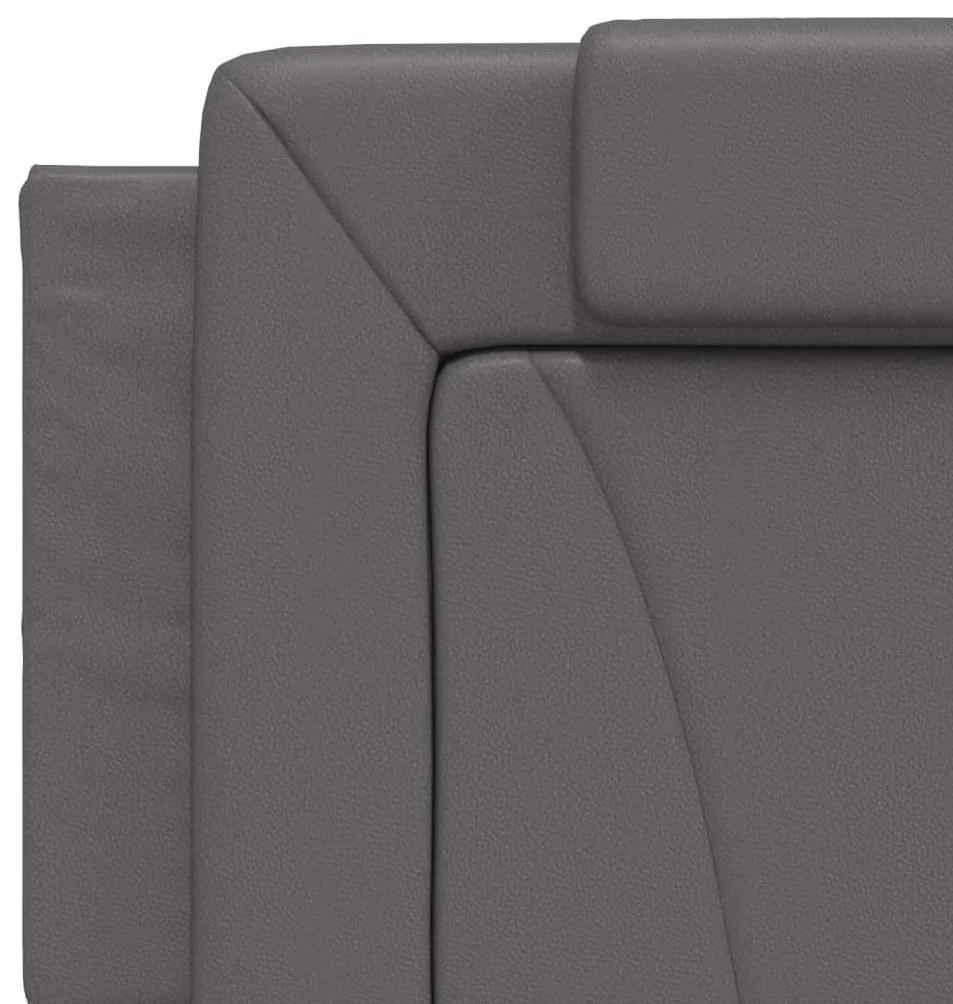 Estrutura de cama c/ luzes LED 160x200cm couro artificial cinza